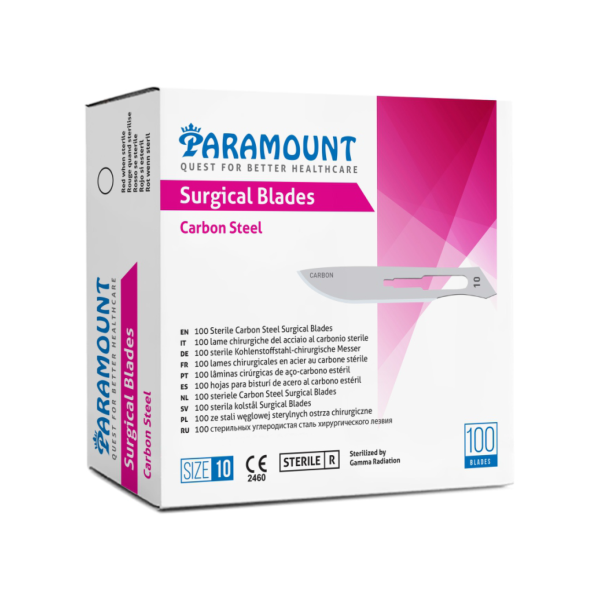 Lamina de Bisturi PARAMOUNT Aço Carbono (Embalagem com 100 unidades)